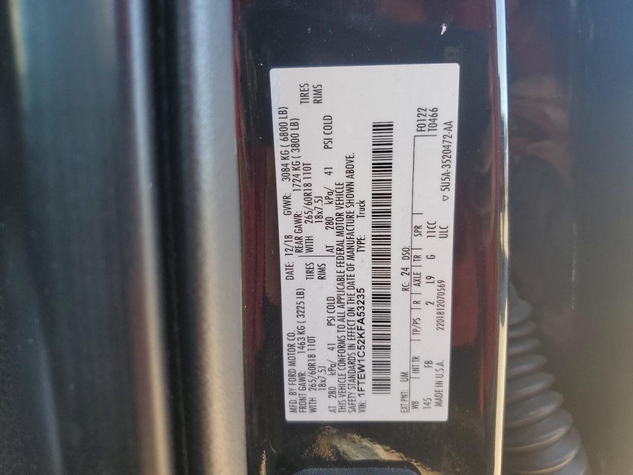 2019 FORD F150 SUPERCREW photo 12