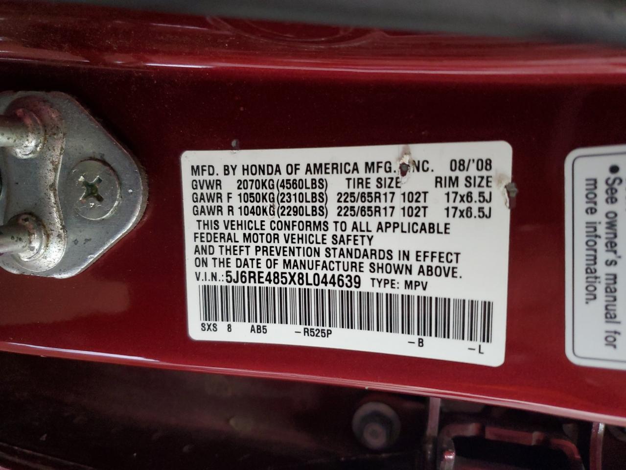 2008 HONDA CR-V EX photo 13