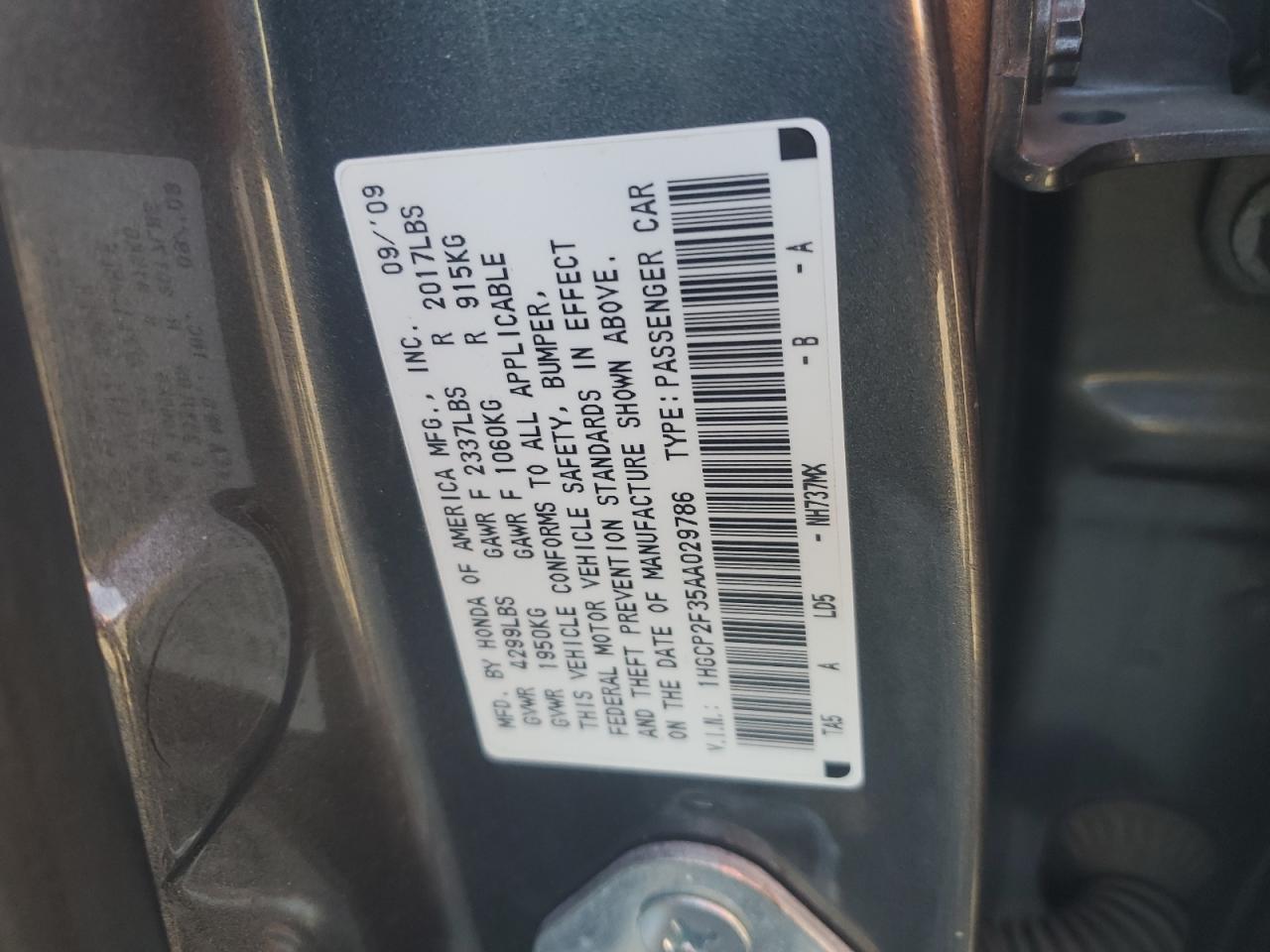 2010 HONDA ACCORD LX photo 23