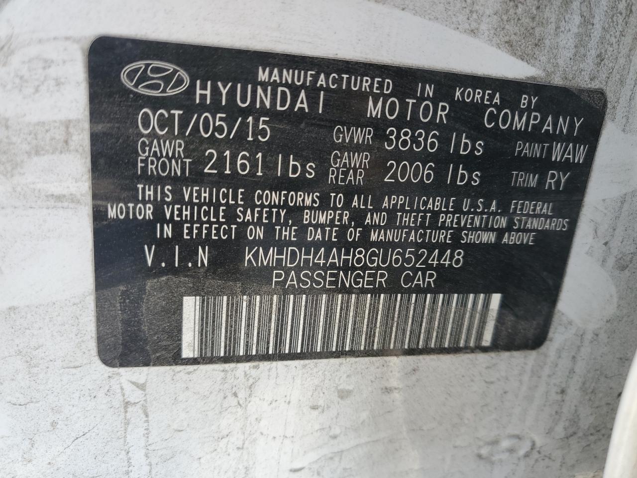 2016 HYUNDAI ELANTRA SE photo 23