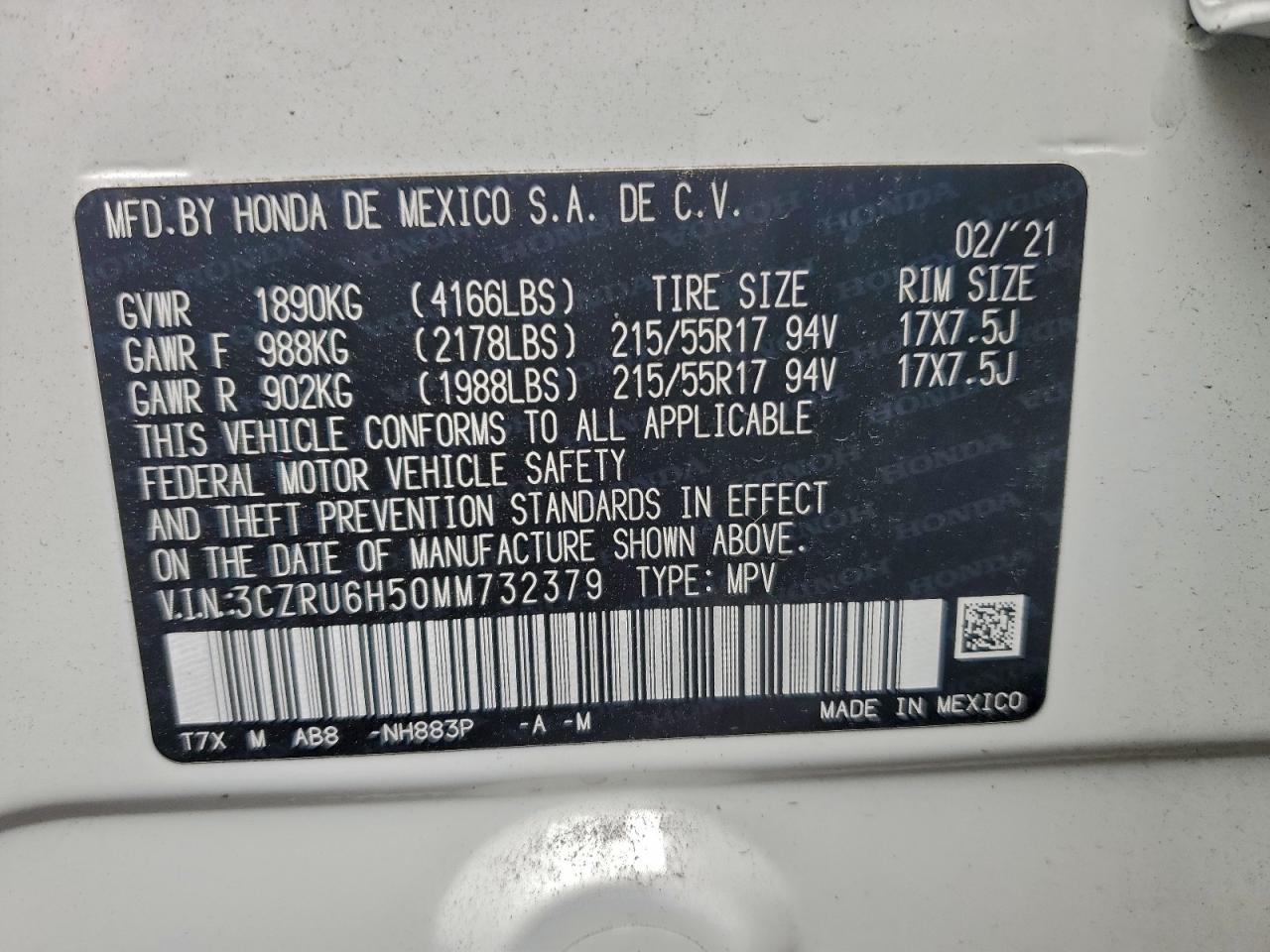 2021 HONDA HR-V EX photo 12