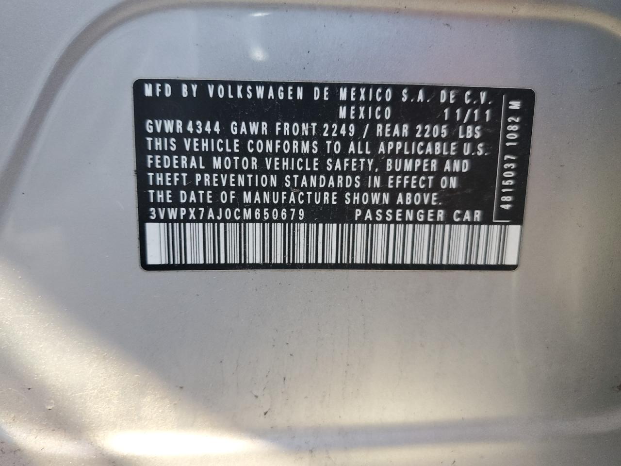 2012 VOLKSWAGEN JETTA S photo 12