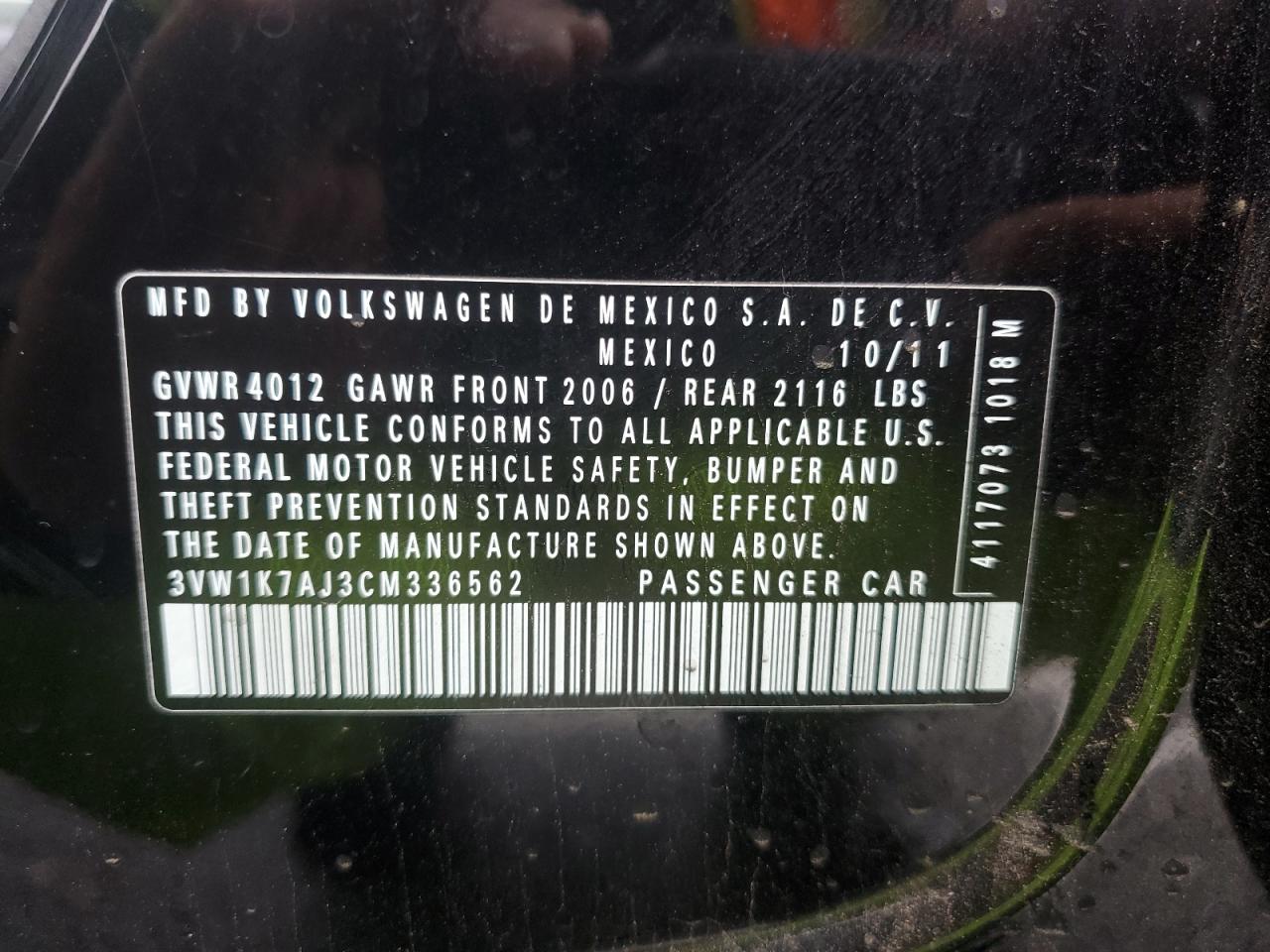 2012 VOLKSWAGEN JETTA BASE photo 23