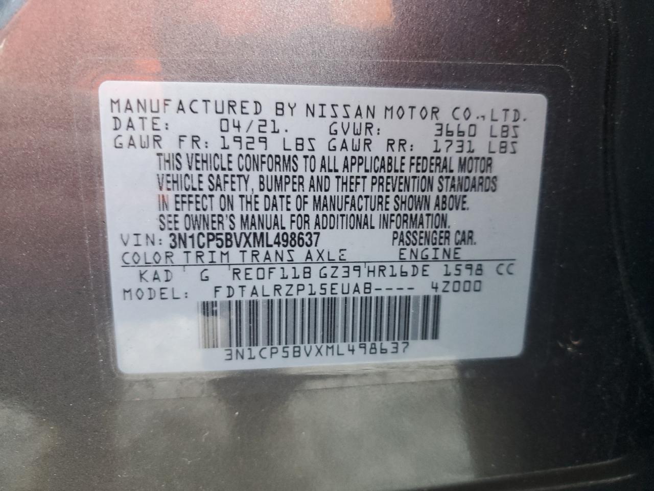 2021 NISSAN KICKS S photo 13