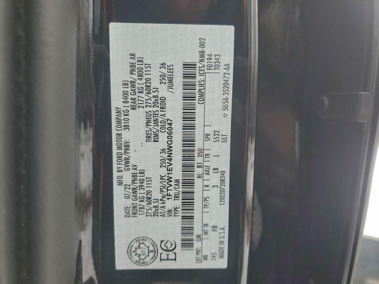 2022 FORD F150 LIGHTNING PRO photo 13