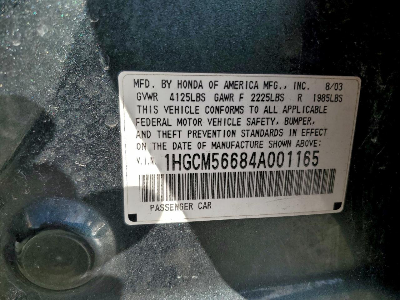 2004 HONDA ACCORD EX photo 23