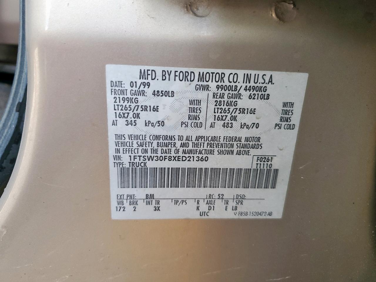 1999 FORD F350 SRW SUPER DUTY photo 34