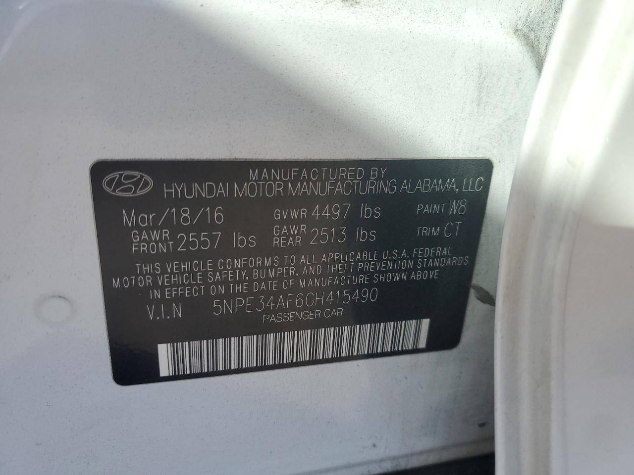 2016 HYUNDAI SONATA SPORT photo 23