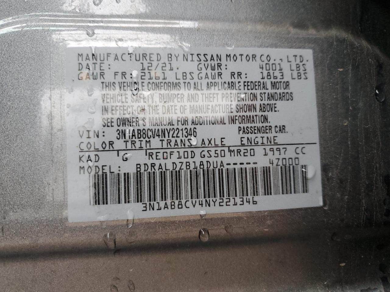 2022 NISSAN SENTRA SV photo 13