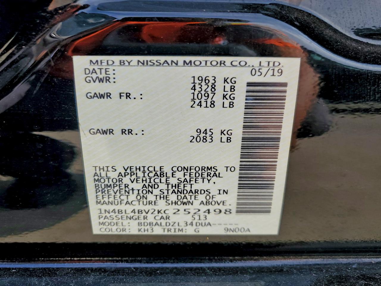 2019 NISSAN ALTIMA S photo 12