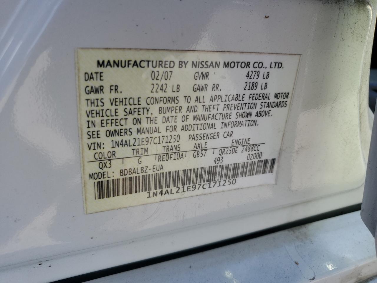2007 NISSAN ALTIMA 2.5 photo 23