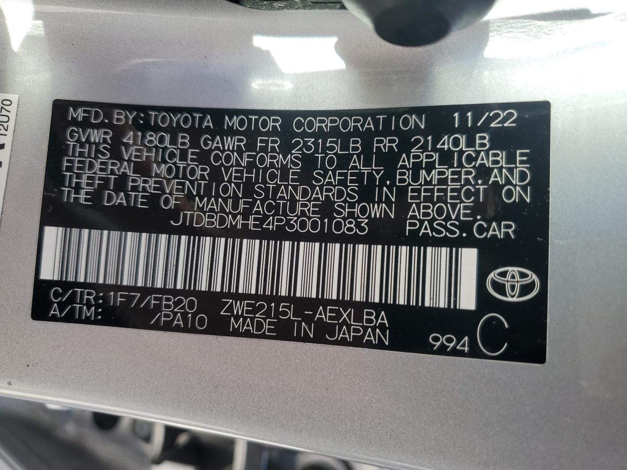 2023 TOYOTA COROLLA LE photo 13