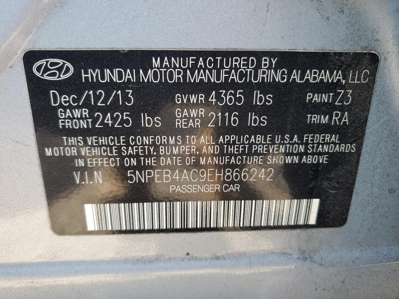 2014 HYUNDAI SONATA GLS photo 13