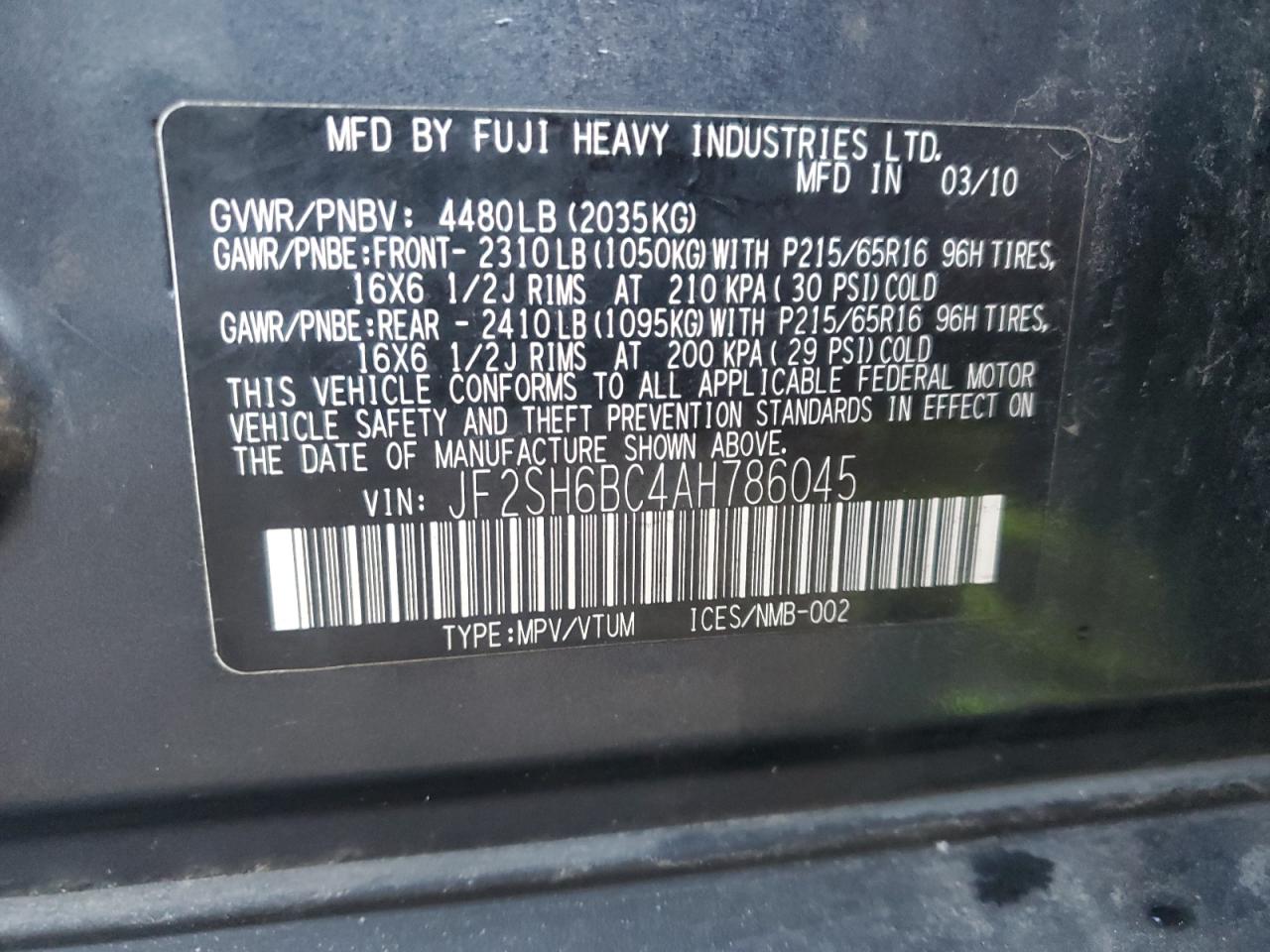 2010 SUBARU FORESTER XS photo 13