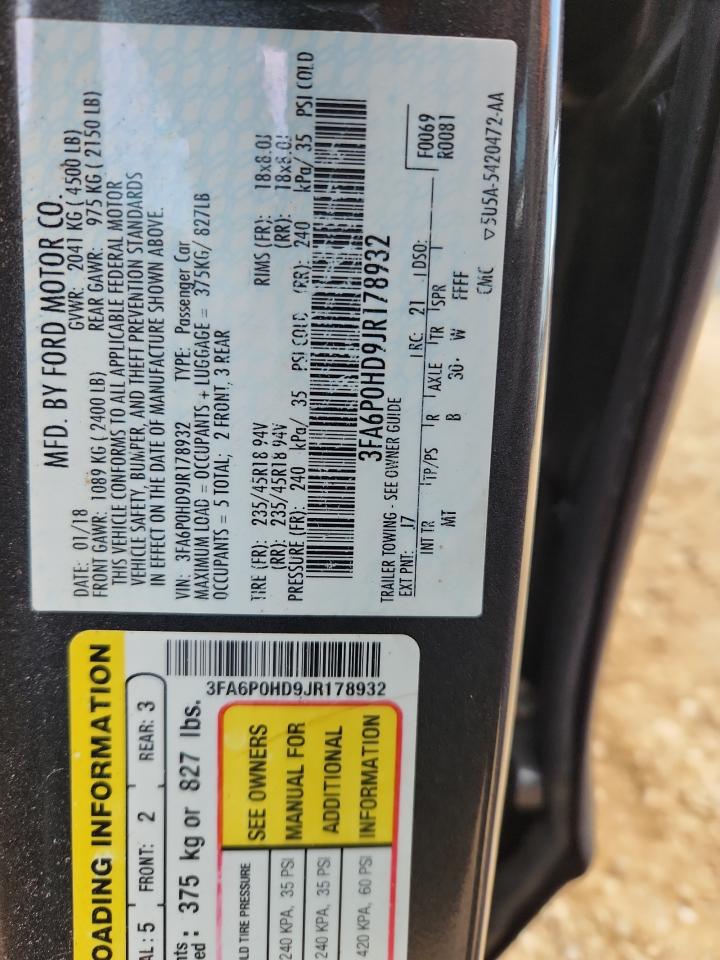 2018 FORD FUSION SE photo 13