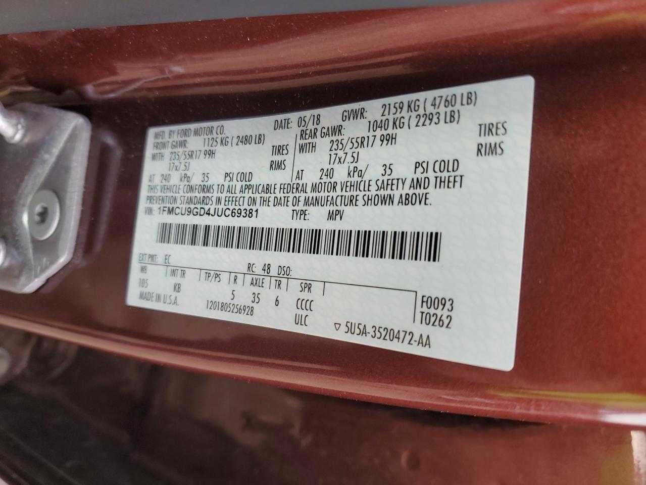 2018 FORD ESCAPE SE photo 13