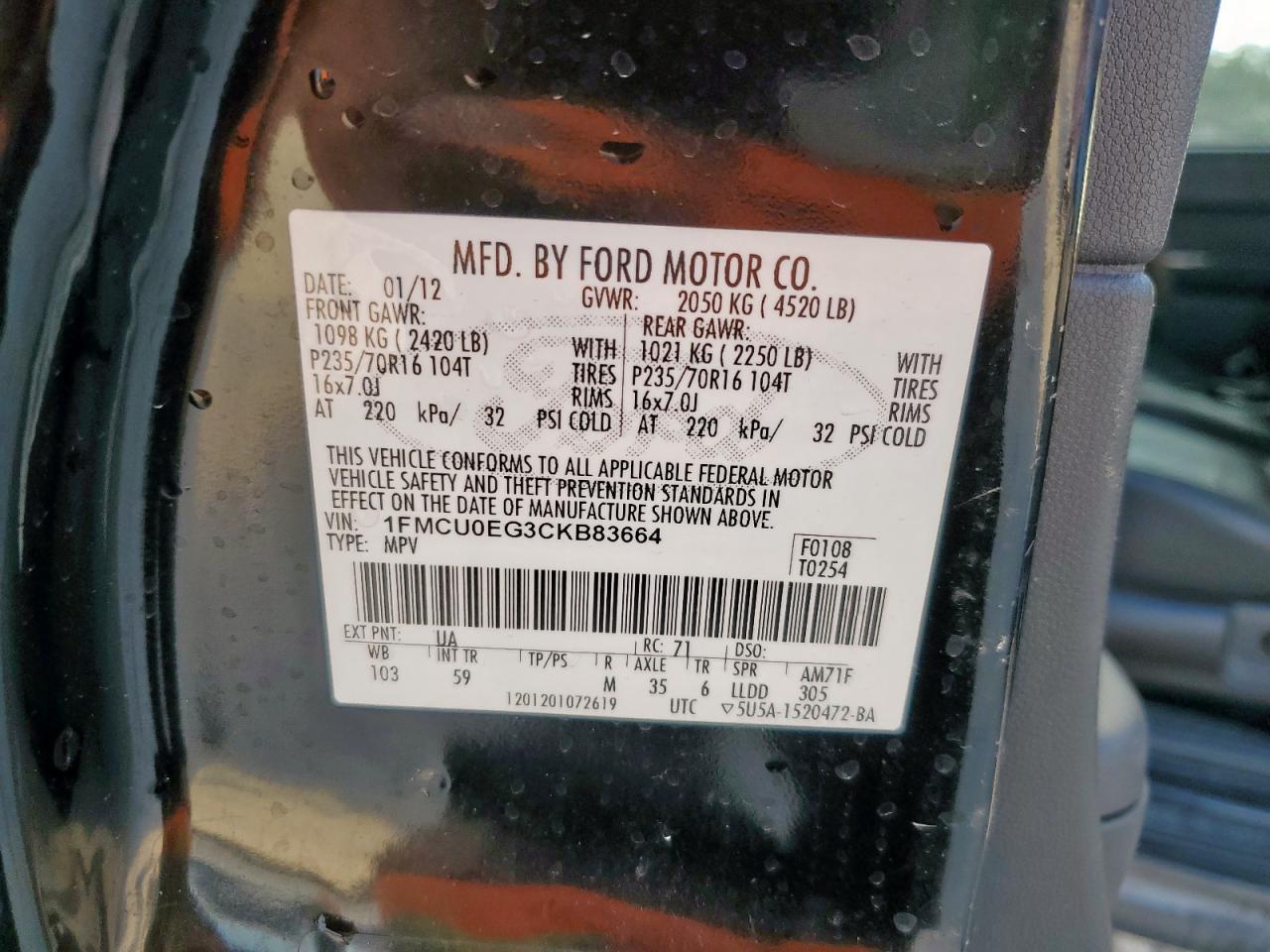 2012 FORD ESCAPE LIMITED photo 13