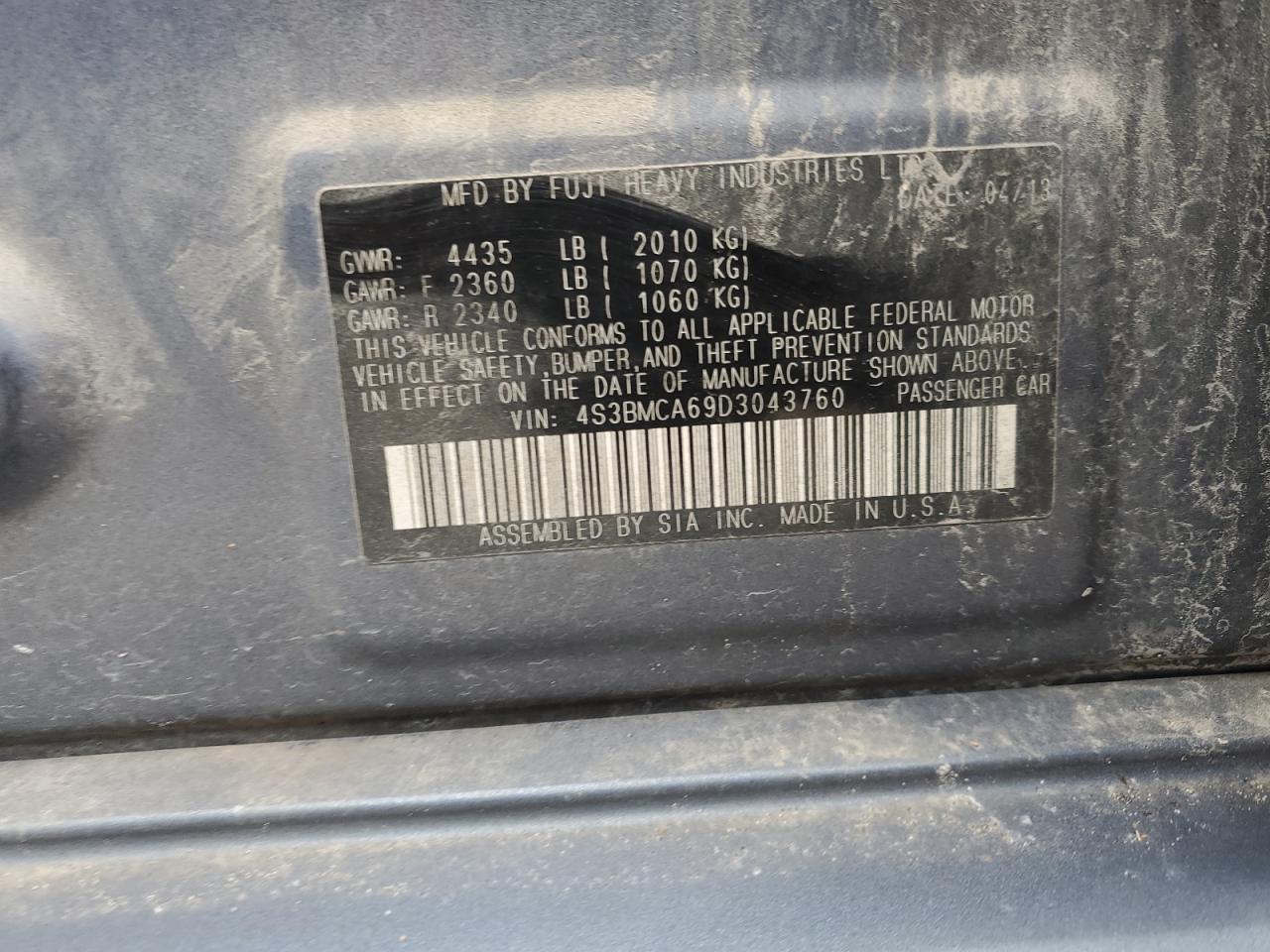 2013 SUBARU LEGACY 2.5I photo 34