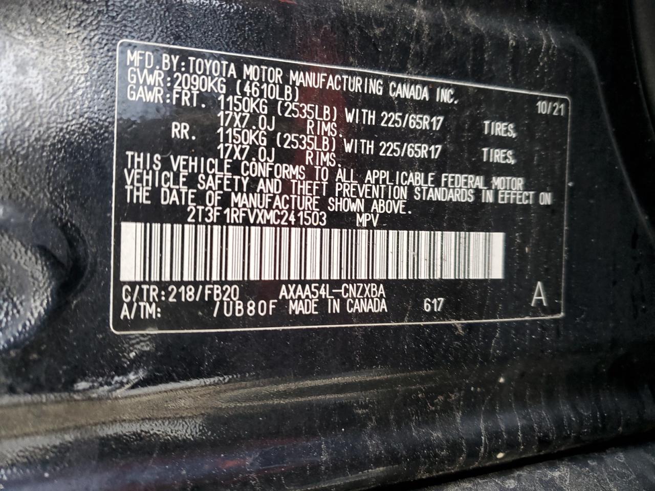 2021 TOYOTA RAV4 LE photo 13