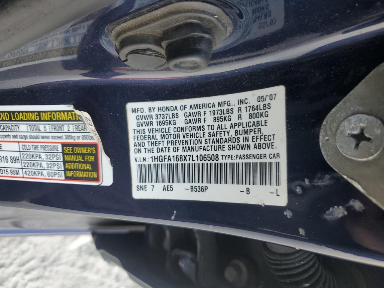 2007 HONDA CIVIC EX photo 23