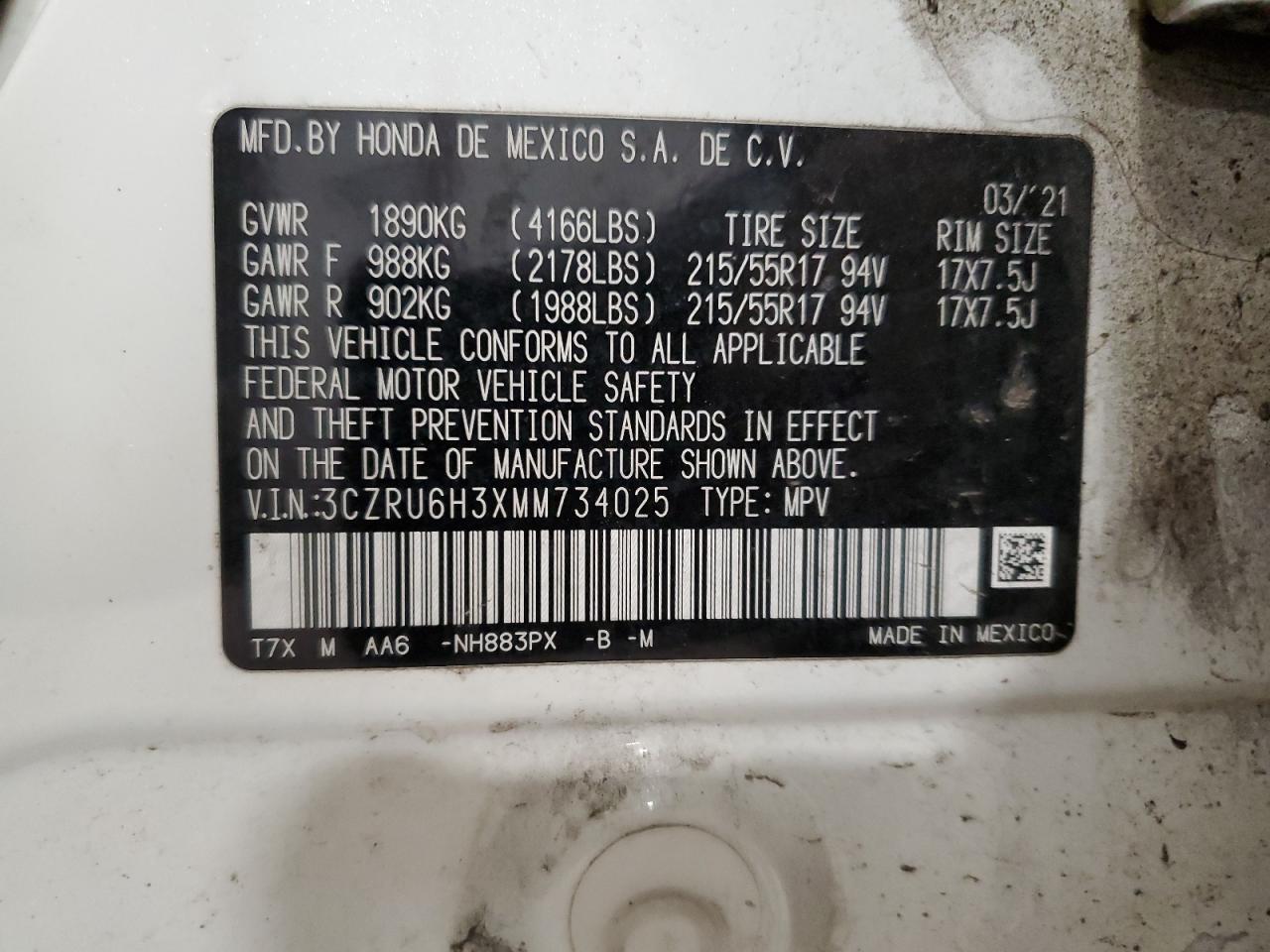 2021 HONDA HR-V LX photo 25