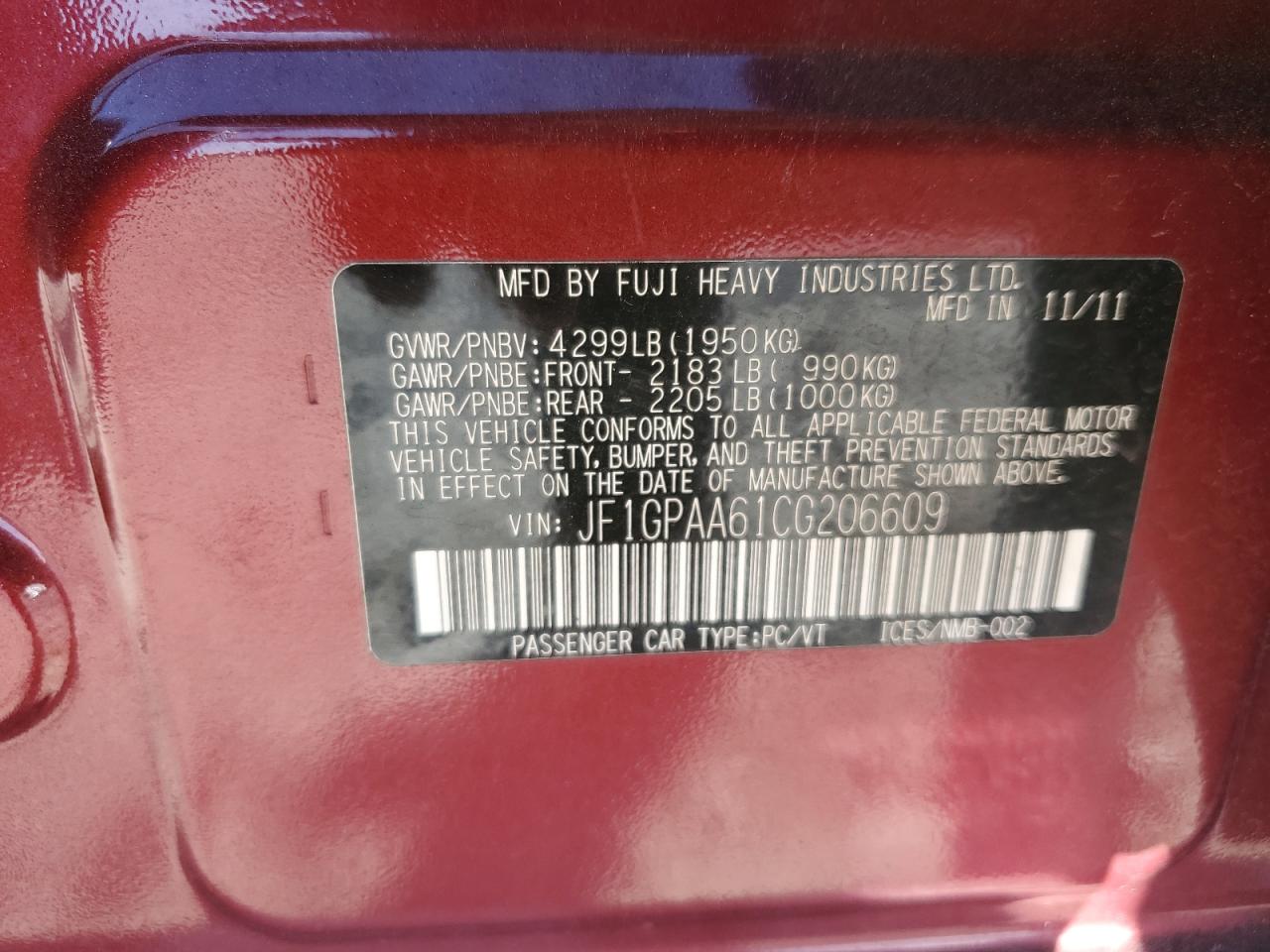 2012 SUBARU IMPREZA photo 23