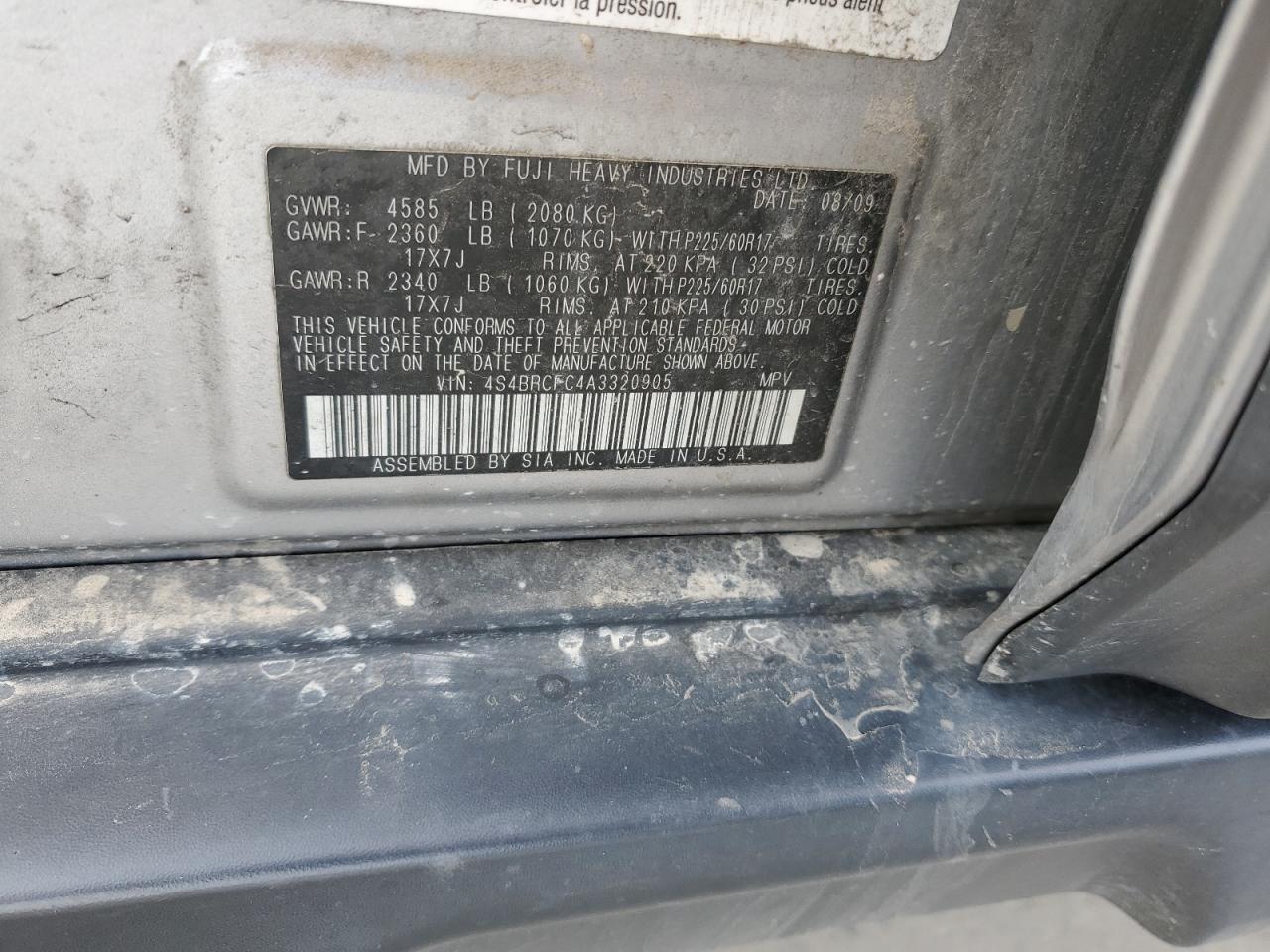 2010 SUBARU OUTBACK 2.5I PREMIUM photo 12