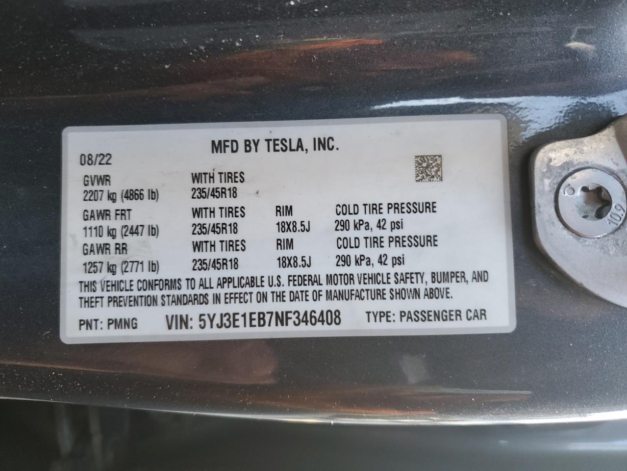 2022 TESLA MODEL 3 photo 23
