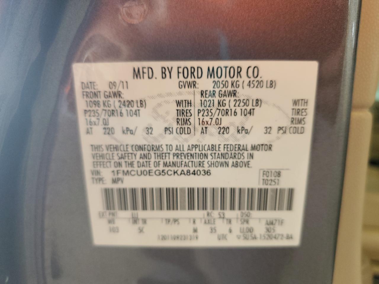 2012 FORD ESCAPE LIMITED photo 25