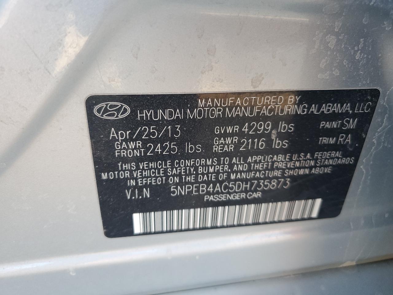 2013 HYUNDAI SONATA GLS photo 12