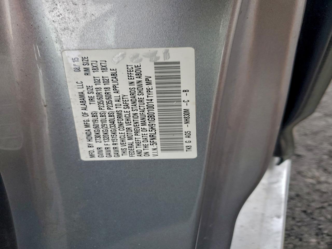 2016 HONDA ODYSSEY TOURING photo 12