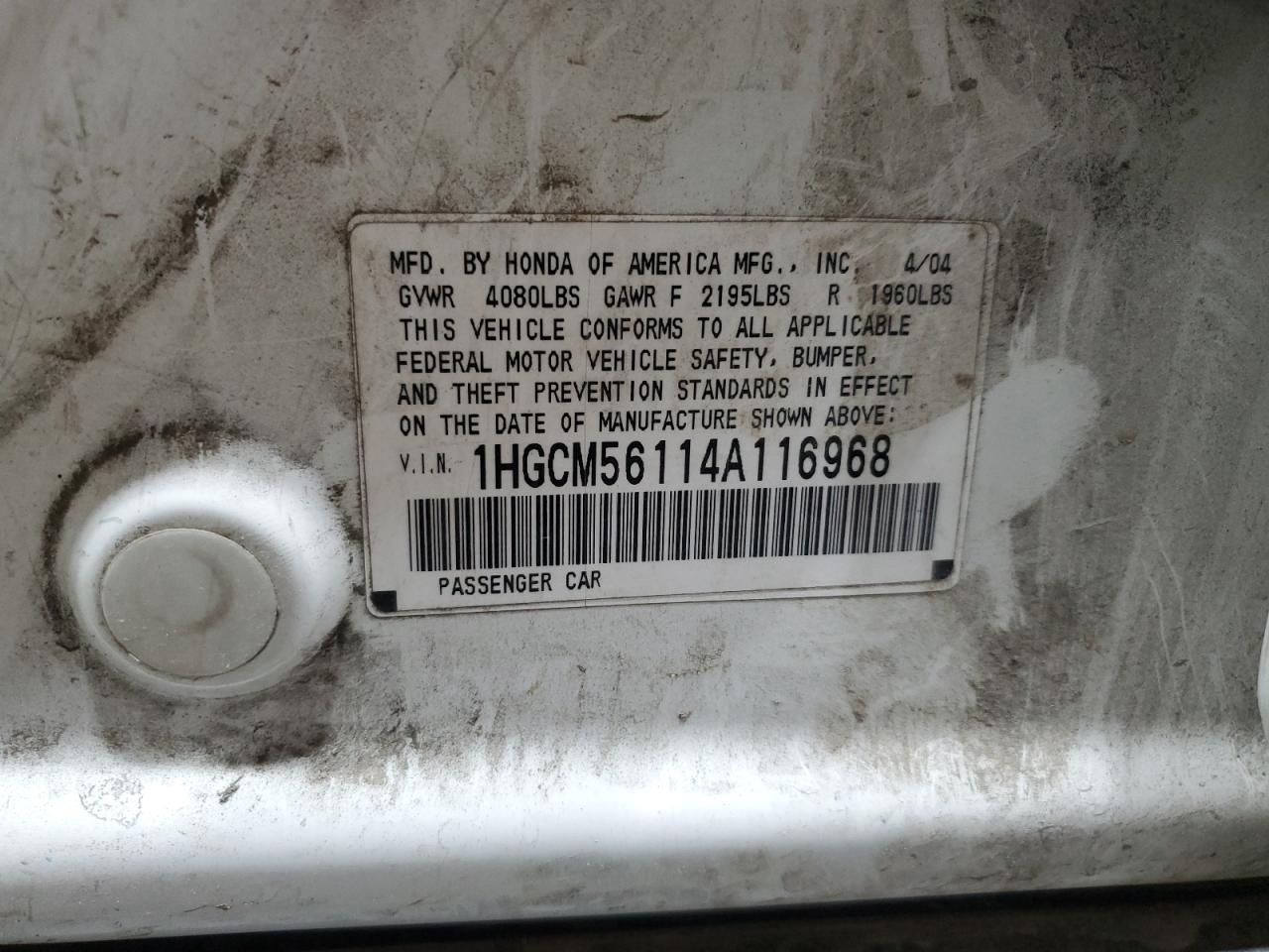 2004 HONDA ACCORD DX photo 23
