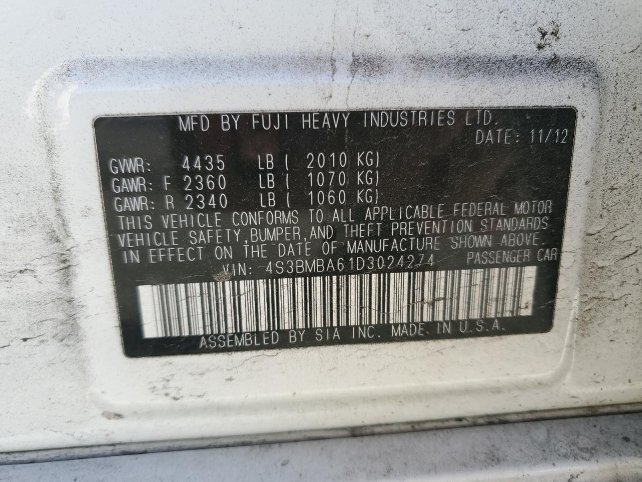 2013 SUBARU LEGACY 2.5I photo 25
