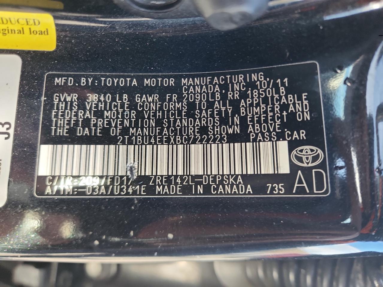 2011 TOYOTA COROLLA S photo 25