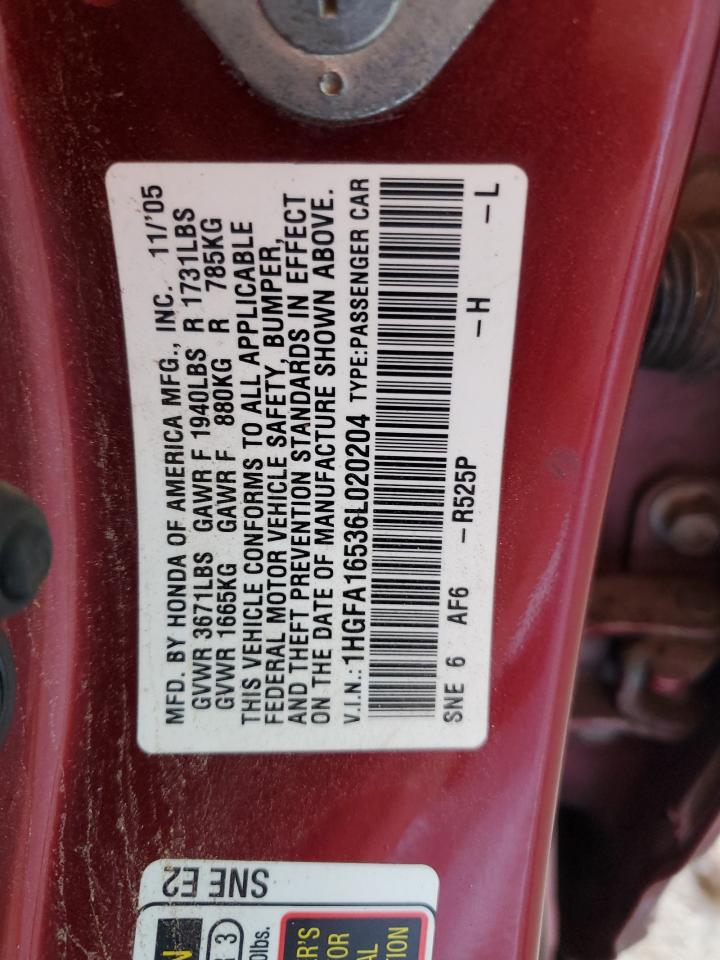2006 HONDA CIVIC LX photo 23
