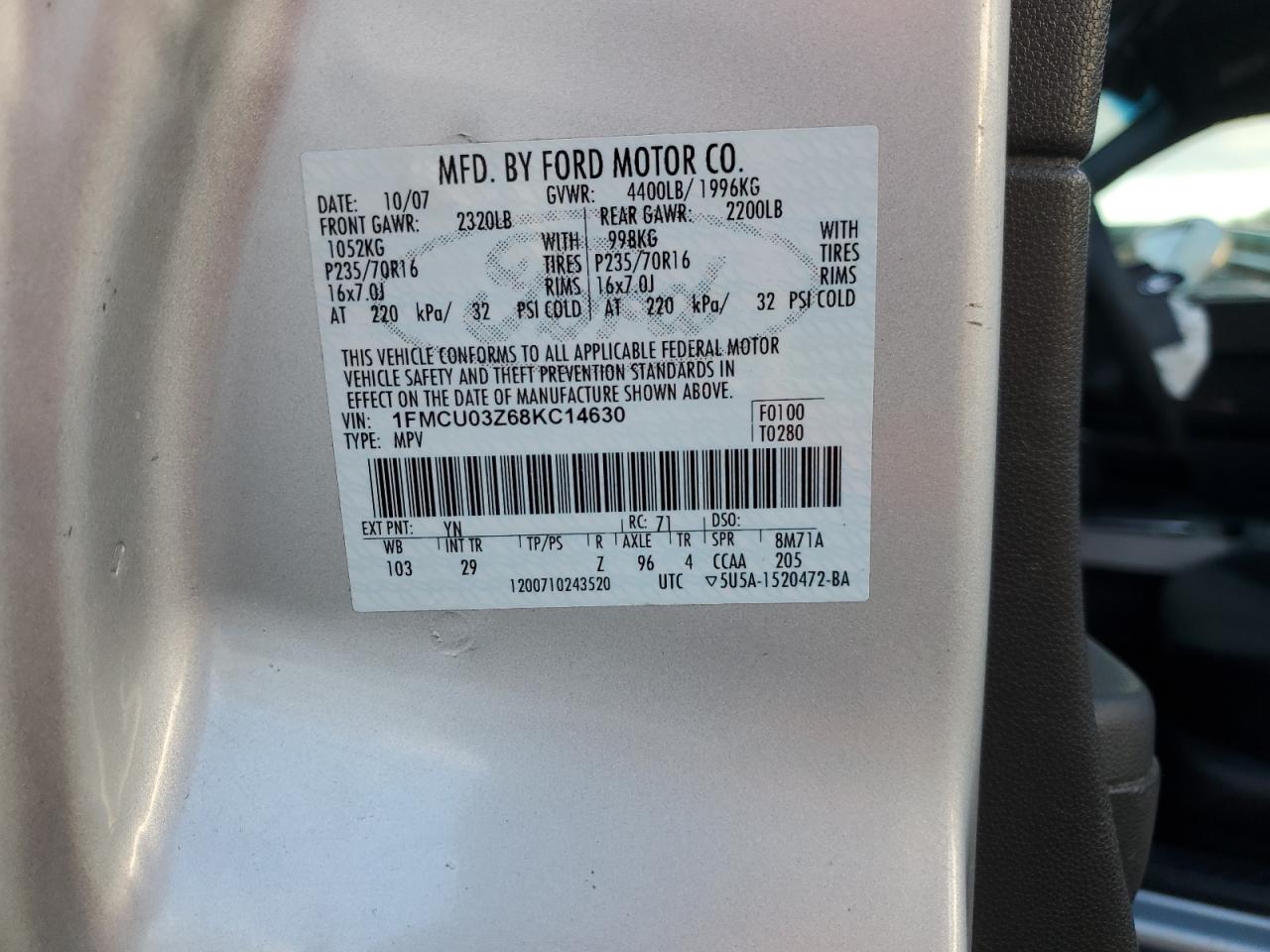 2008 FORD ESCAPE XLT photo 14