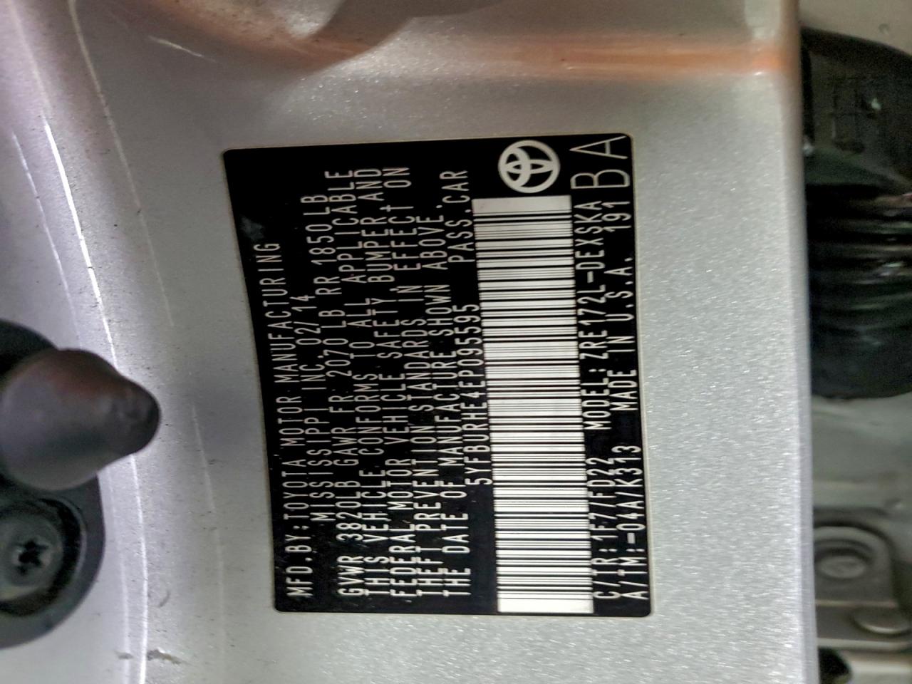 2014 TOYOTA COROLLA L photo 12