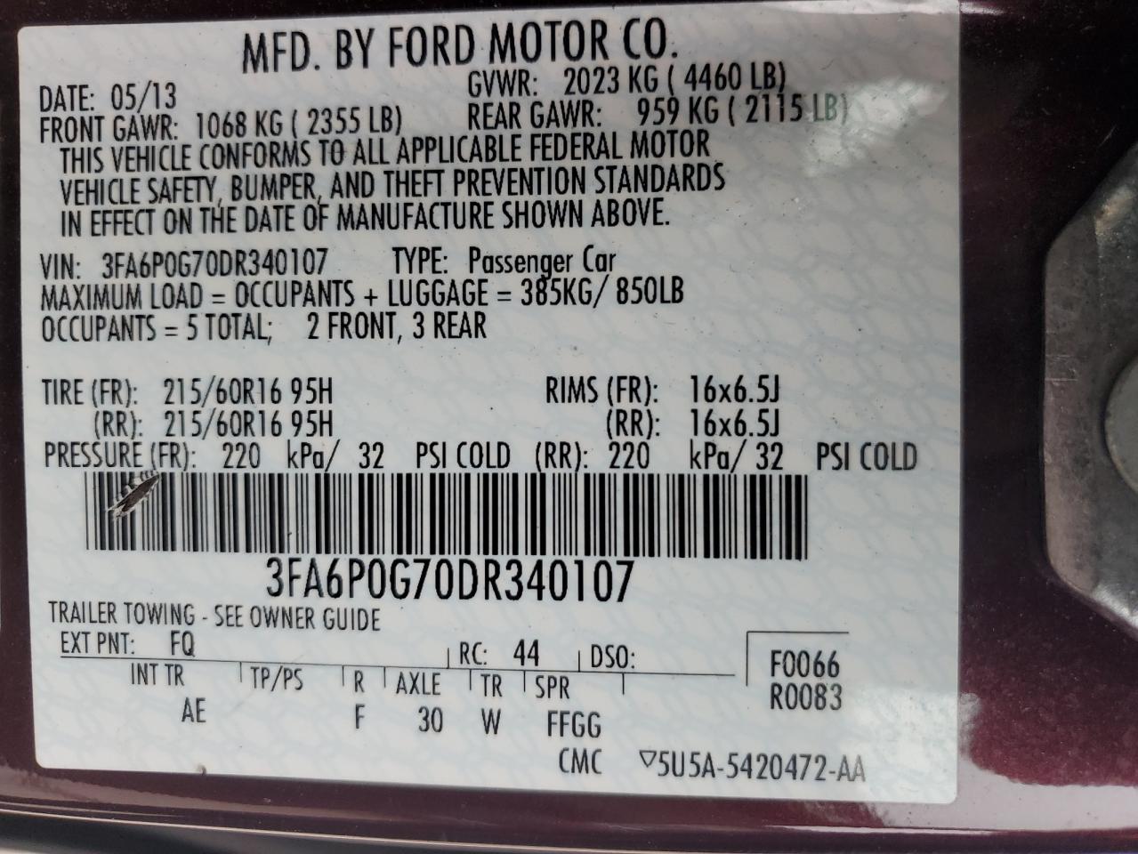 2013 FORD FUSION S photo 25