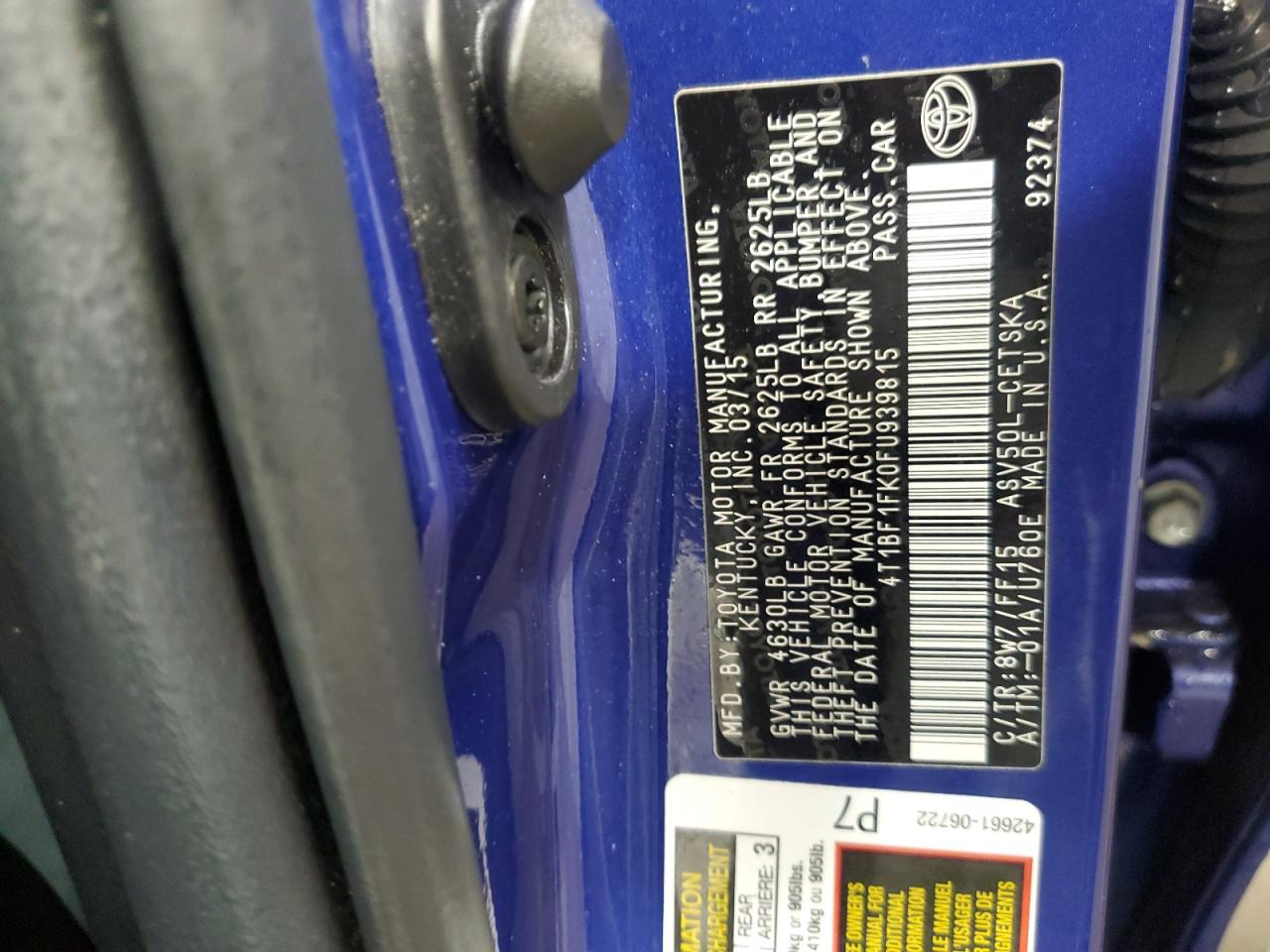 2015 TOYOTA CAMRY SE photo 25