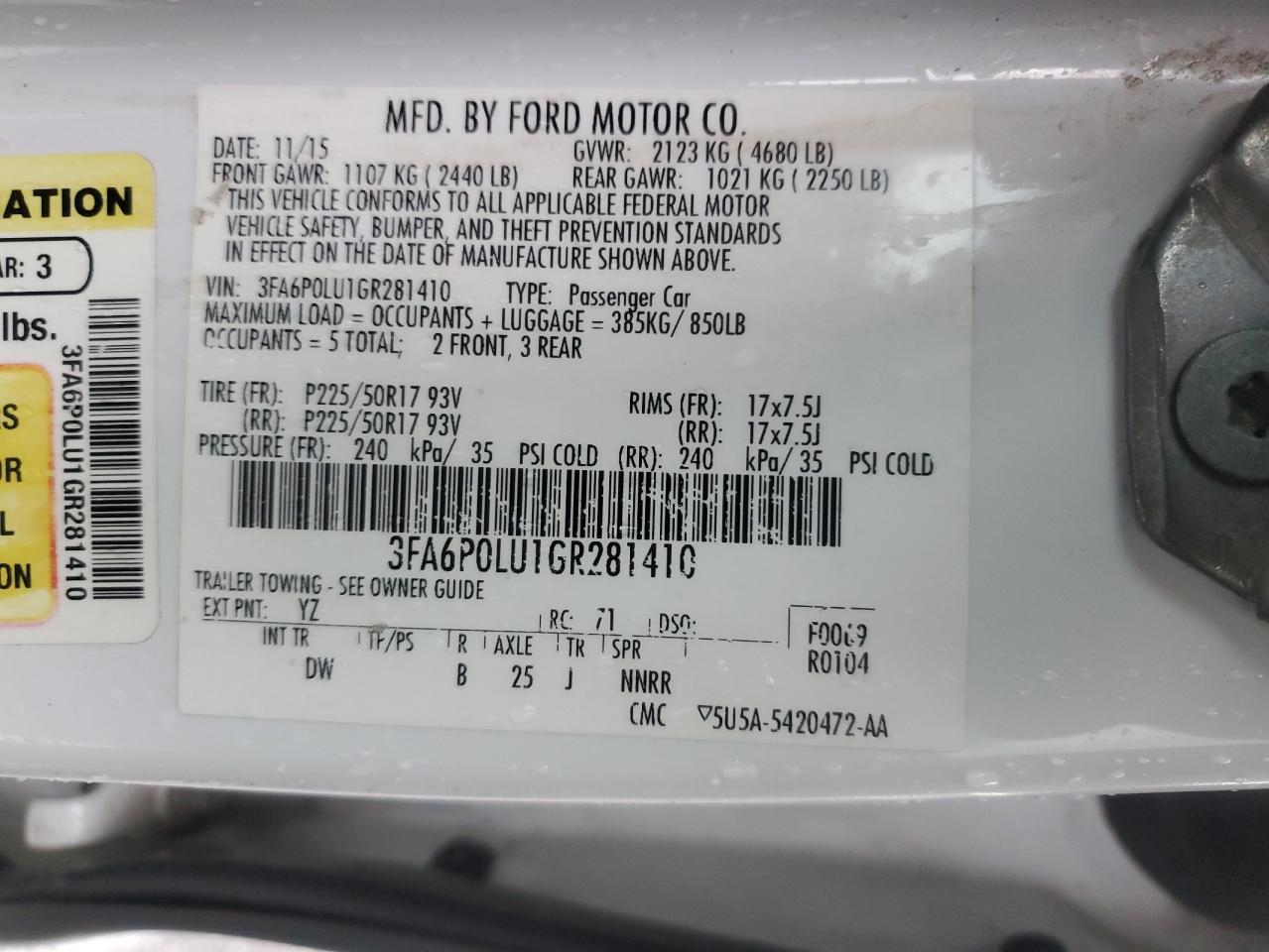 2016 FORD FUSION SE HYBRID photo 12