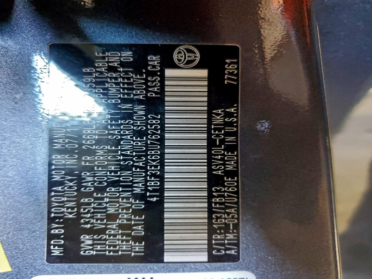 2011 TOYOTA CAMRY BASE photo 23