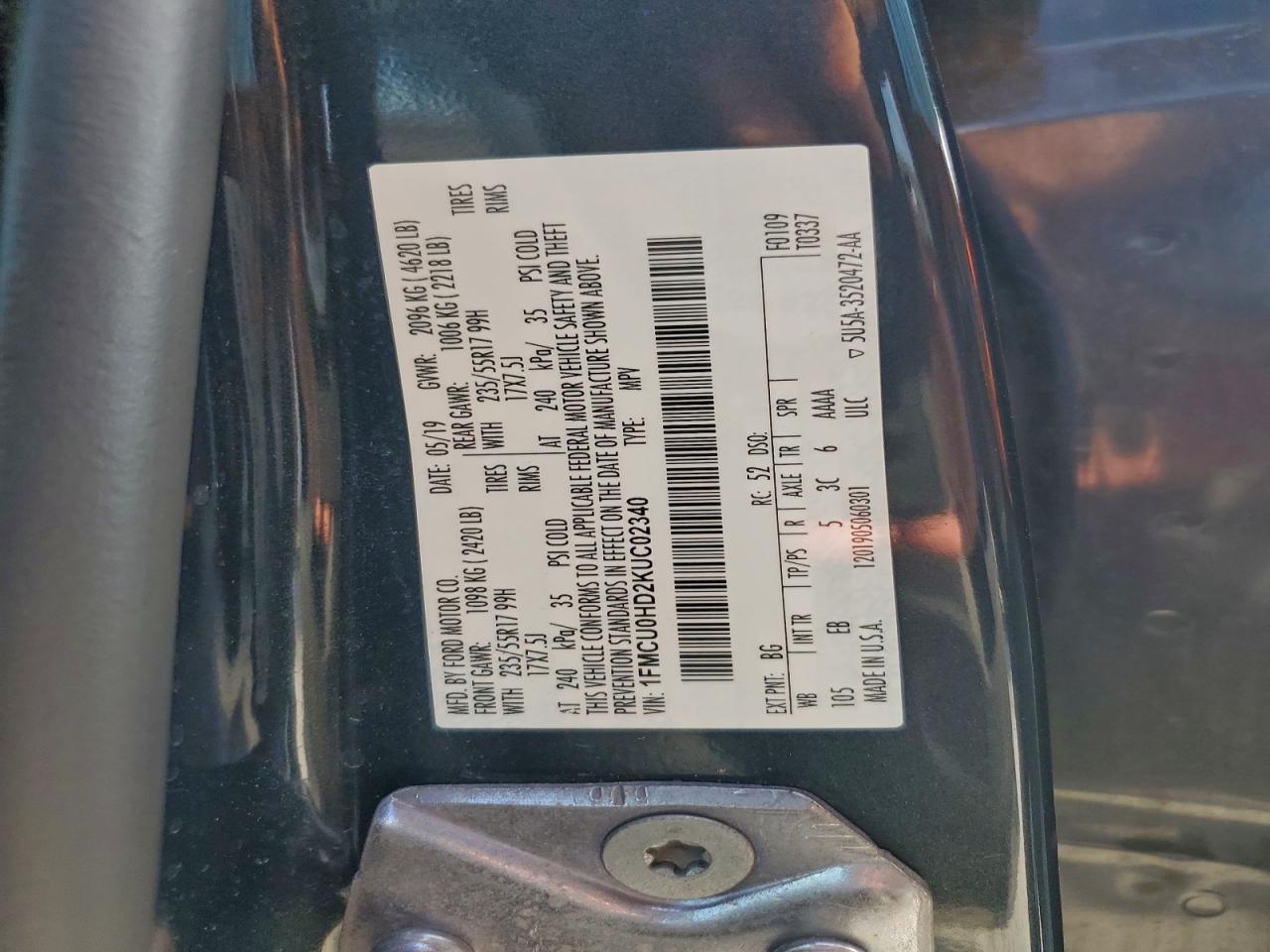 2019 FORD ESCAPE SEL photo 13
