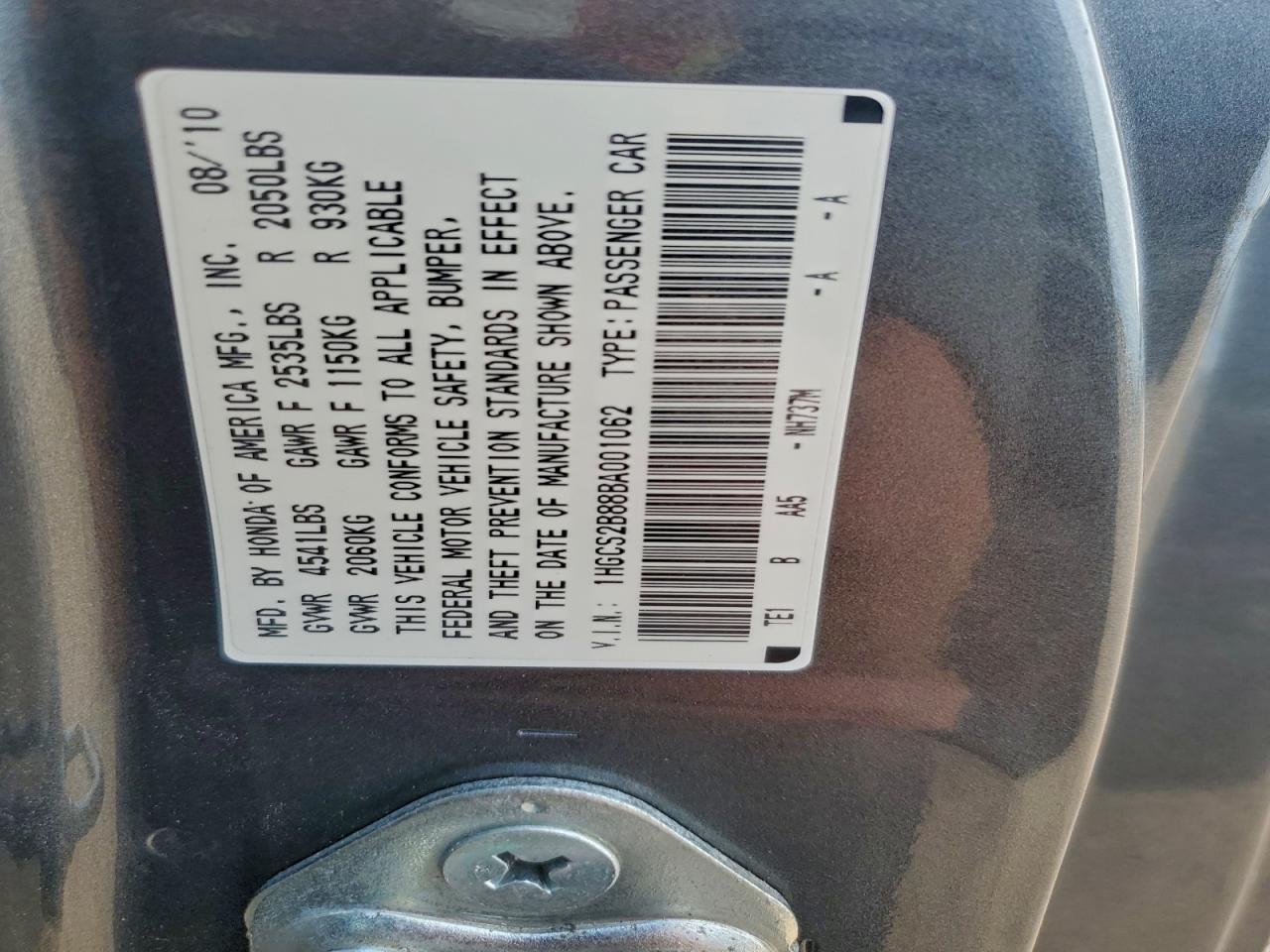 2011 HONDA ACCORD EXL photo 12
