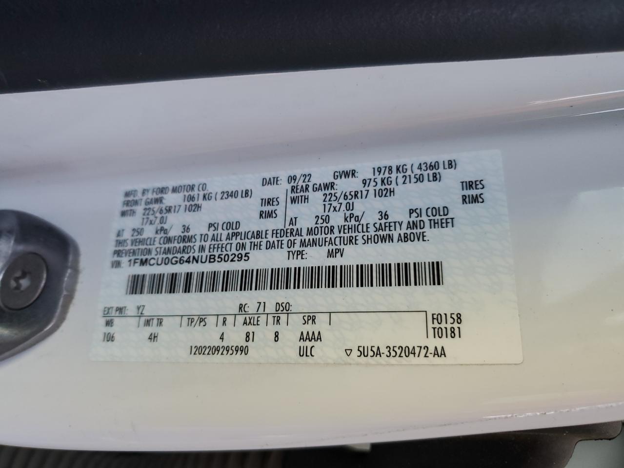 2022 FORD ESCAPE SE photo 12