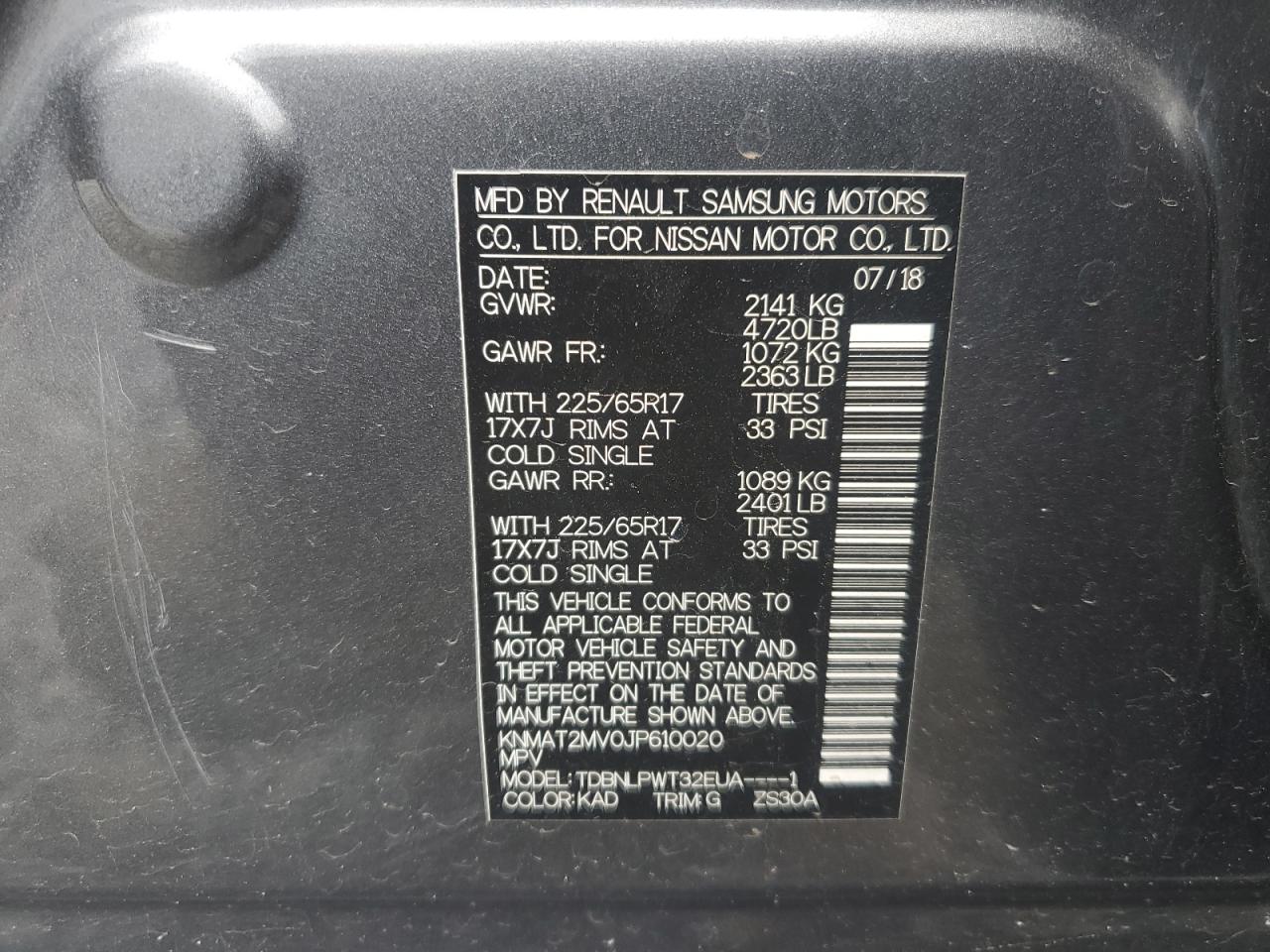 2018 NISSAN ROGUE S photo 13