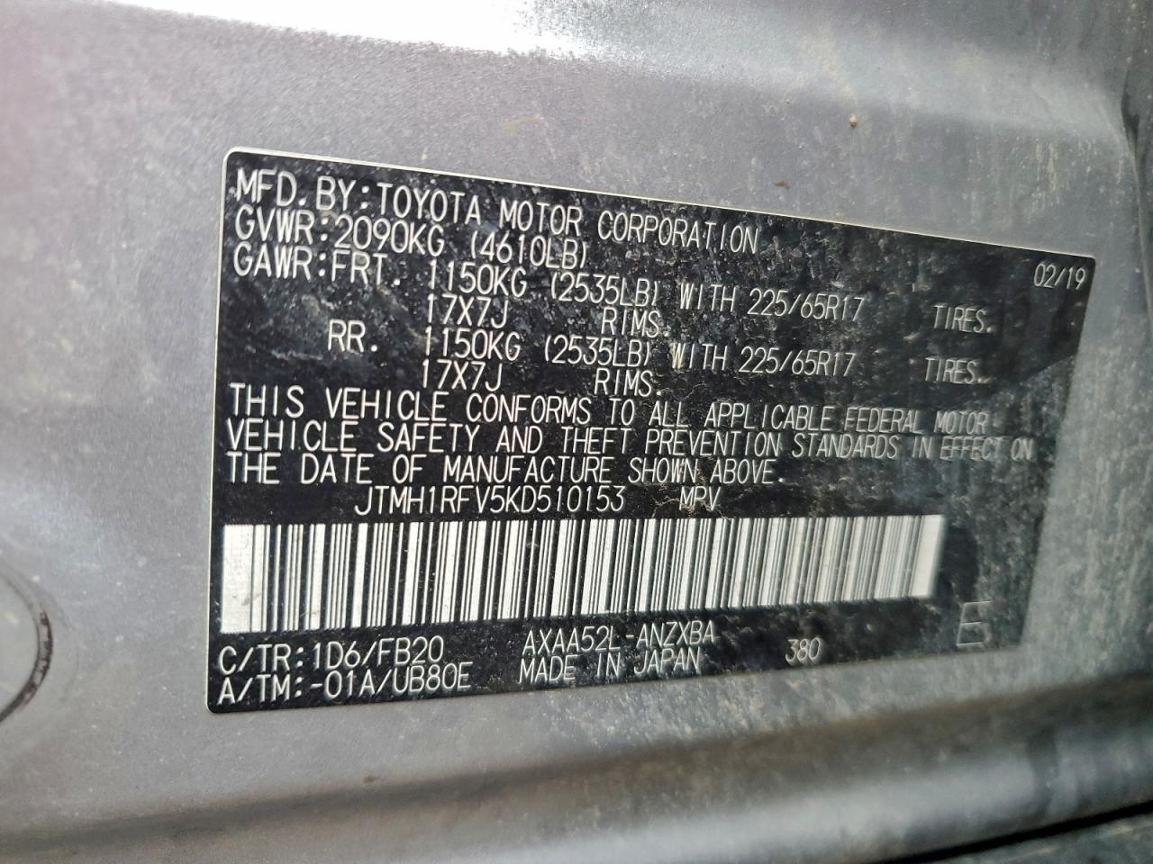 2019 TOYOTA RAV4 LE photo 12