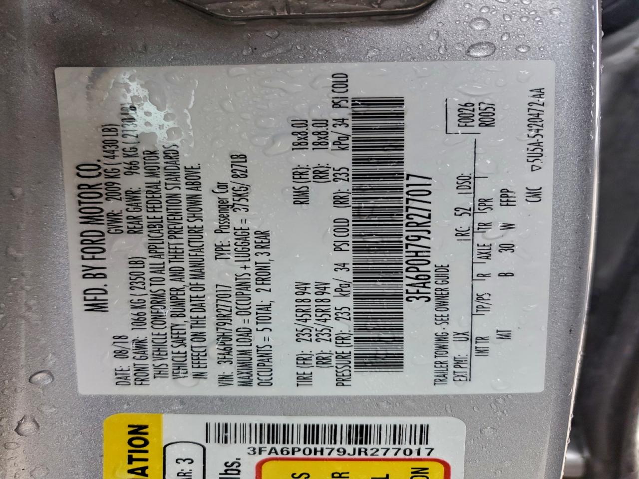 2018 FORD FUSION SE photo 23