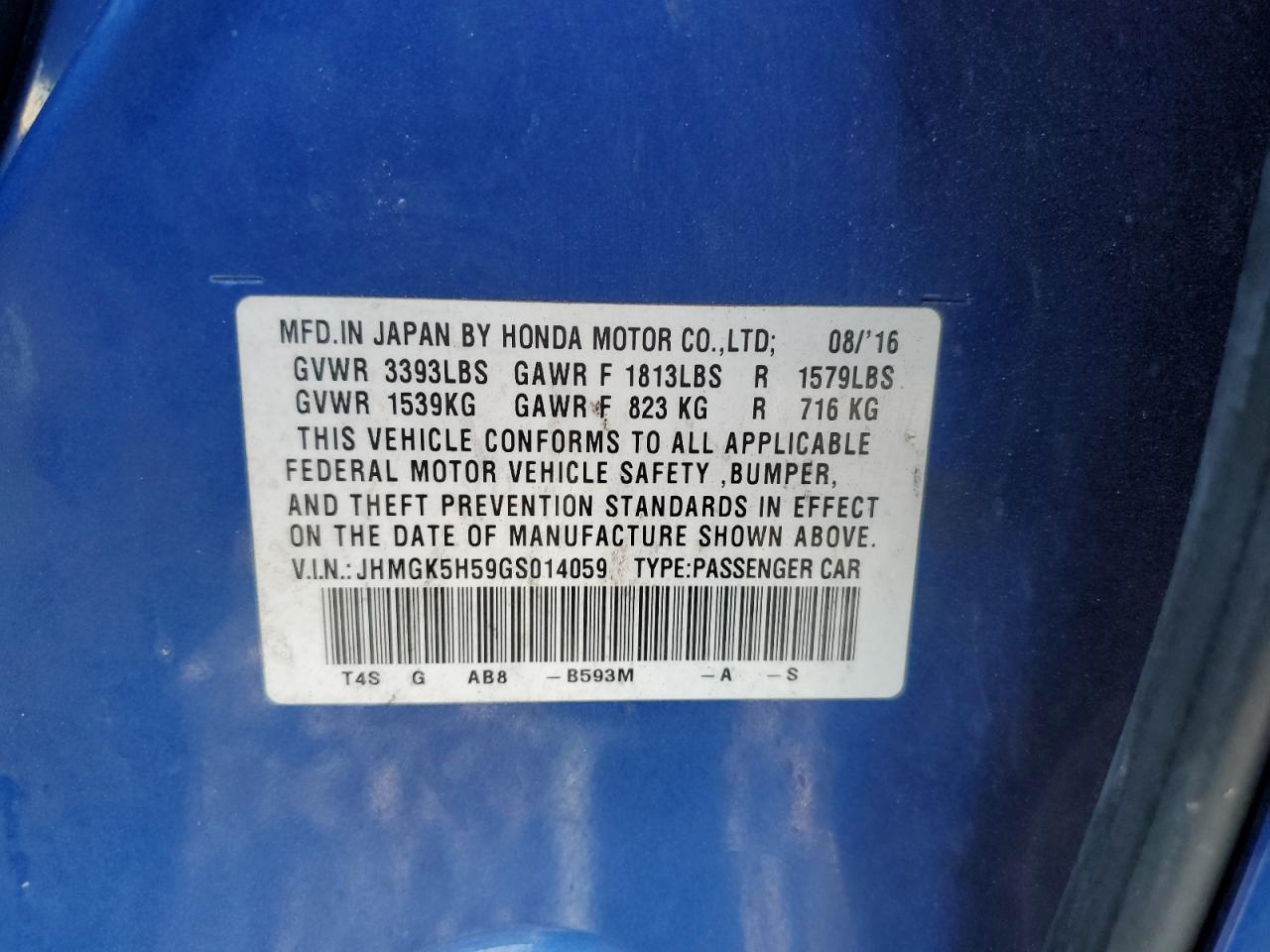 2016 HONDA FIT LX photo 23