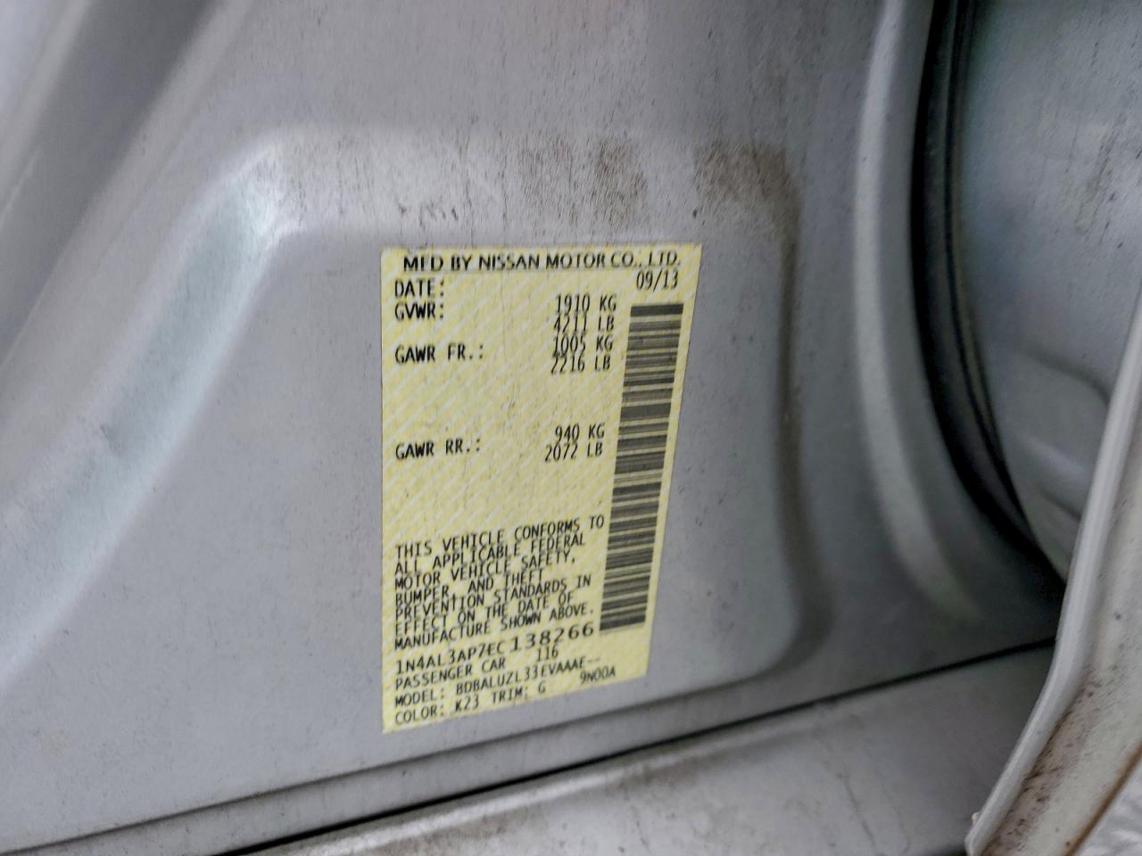 2014 NISSAN ALTIMA 2.5 SV photo 23