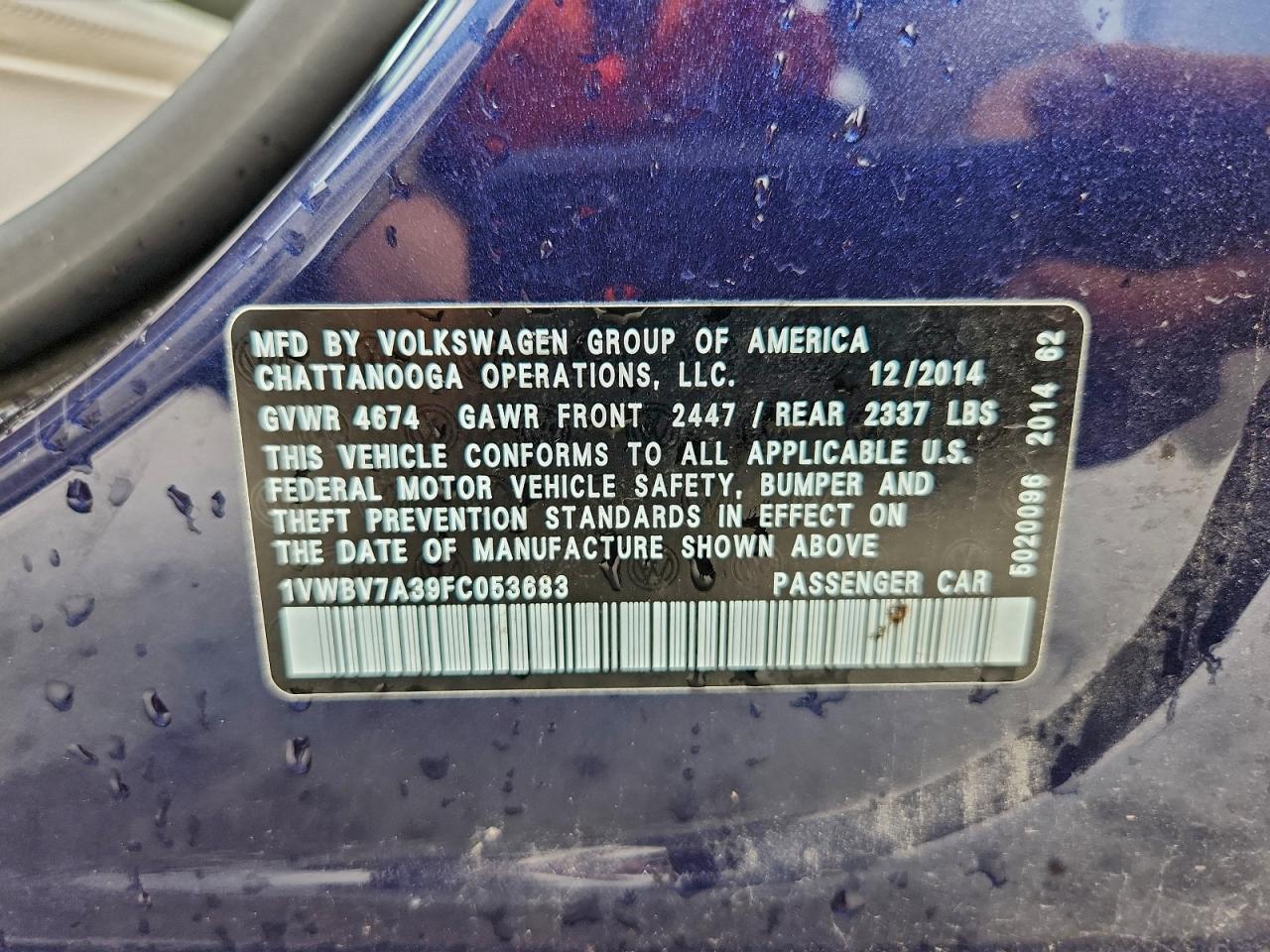2015 VOLKSWAGEN PASSAT SE photo 12